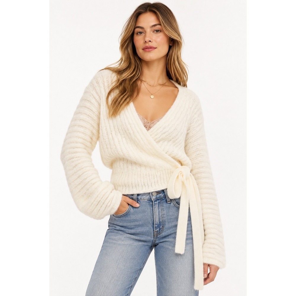 Free People Over You Wrap Around Cardigan  Soft Ivory/Cream Color Size Medium